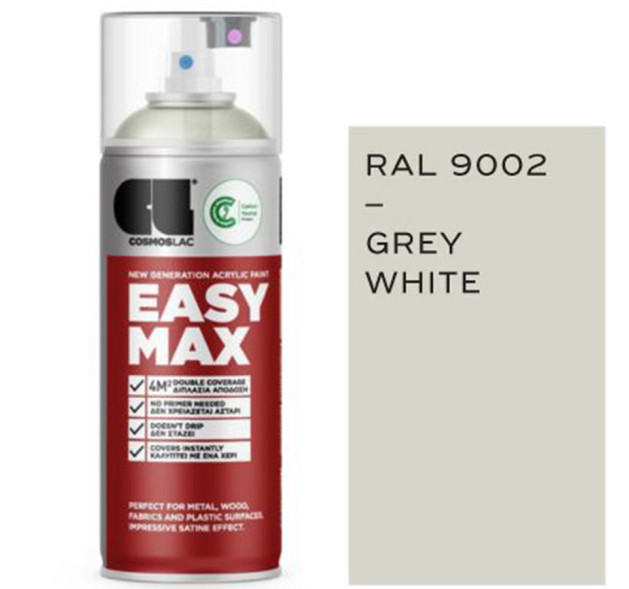 Cosmos Lac Σπρέι Βαφής Easy Max Grey White RAL9002 - No802 400ml