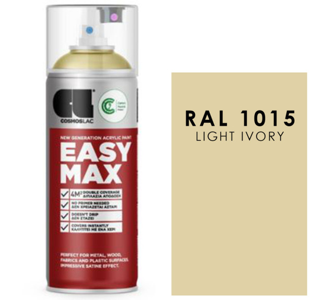 Cosmos Lac Σπρέι Βαφής Easy Max Premium Acrylic Light Ivory RAL1015 - No809 400ml