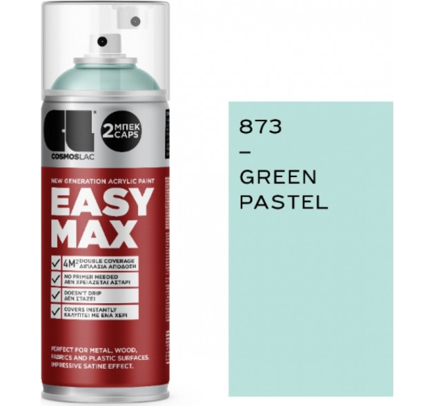 Cosmos Lac Σπρέι Βαφής Easy Max Ακρυλικό με Σατινέ Εφέ Pastel Green 400ml