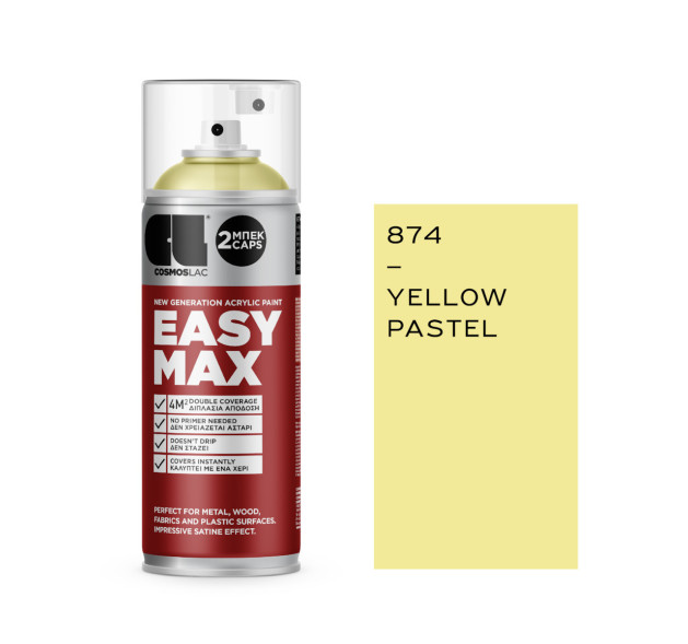 Cosmos Lac Σπρέι Βαφής Easy Max Ακρυλικό Pastel Yellow N874 400ml