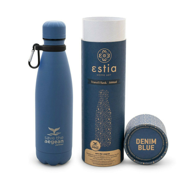 Estia Travel Flask Save Aegean Μπουκάλι Θερμός Denim Blue 500ml