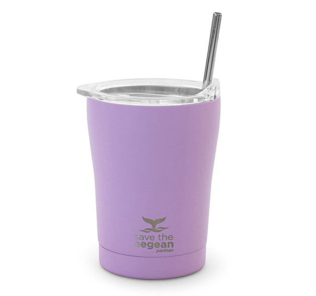 Estia Coffee Mug Save The Aegean Ποτήρι Θερμός με Καλαμάκι Lavender Purple 350ml