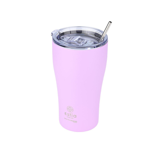 Estia Coffee Mug Save The Aegean Ποτήρι Θερμός Ανοξείδωτο BPA Free Lavender Purple 500ml με Καλαμάκι