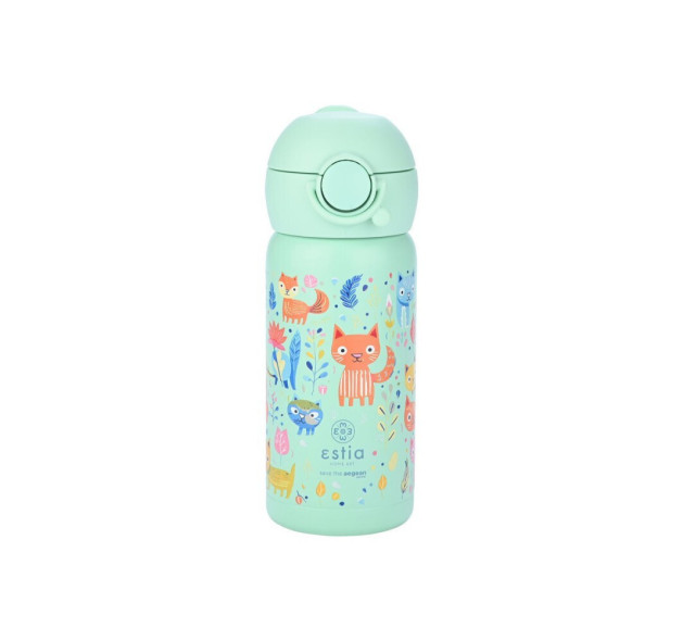 Estia Wonder Bottle Save the Aegean Παιδικό Παγούρι Θερμός Ανοξείδωτο Feline Foliage 350ml