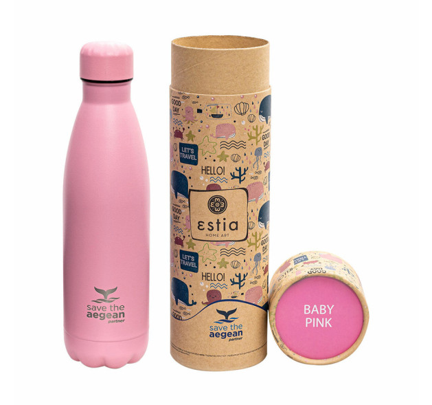 Estia Travel Flask Save Aegean Μπουκάλι Θερμός Baby The Ροζ 500ml