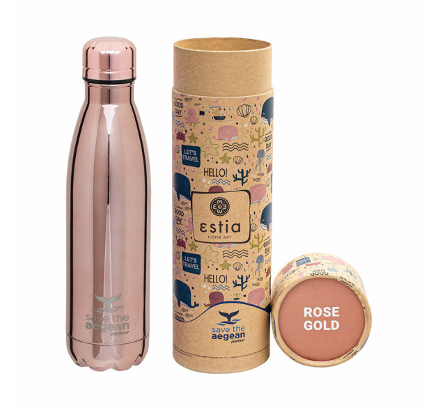 Estia Travel Flask Save Aegean Μπουκάλι Θερμός Rose Gold 500ml