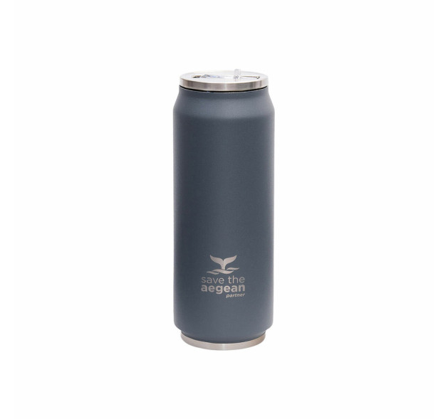 Estia Travel Cup Save The Aegean Ποτήρι Θερμός με Καλαμάκι Matte Grey 500ml