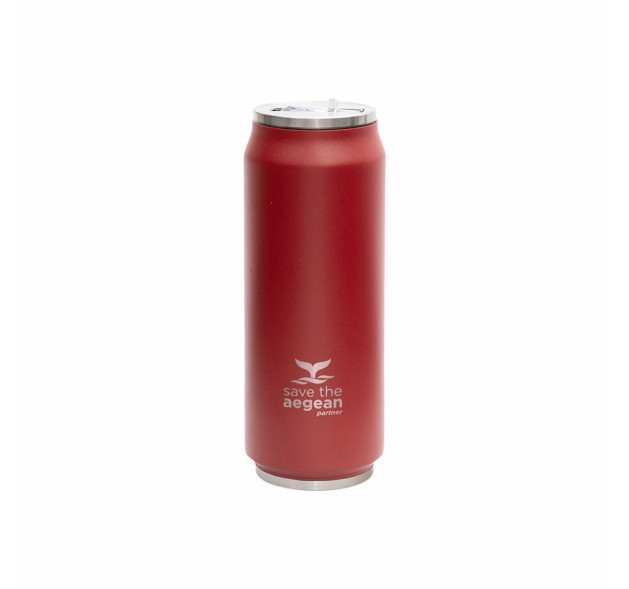 Estia Travel Cup Save The Aegean Ποτήρι Θερμός με Καλαμάκι Matte Red 500ml