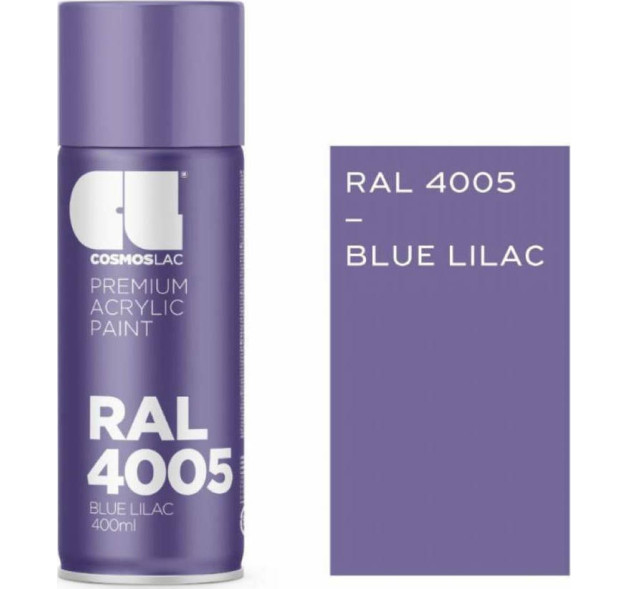 Cosmos Lac Σπρέι Βαφής Premium Acrylic με Μεταλλικό Εφέ Blue Lilac RAL 4005 400ml