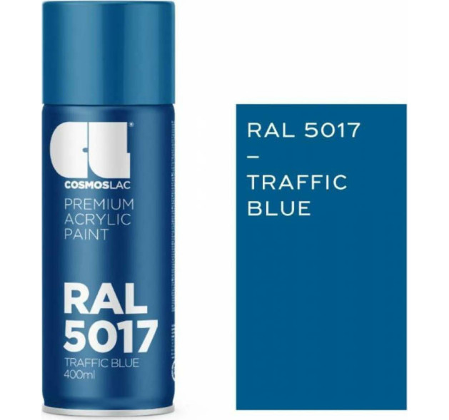 Cosmos Lac Σπρέι Βαφής Premium Acrylic με Μεταλλικό Εφέ Traffic Blue RAL 5017 N341 400ml