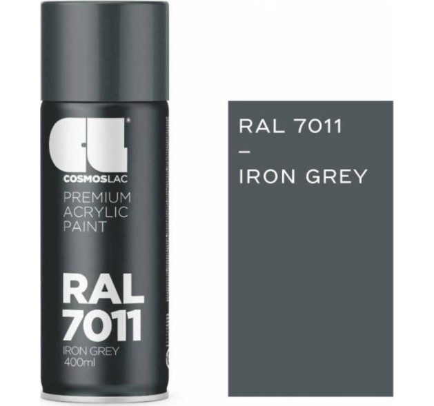 Cosmos Lac Σπρέι Βαφής Premium Acrylic με Μεταλλικό Εφέ Iron Grey RAL 7011-N305 400ml