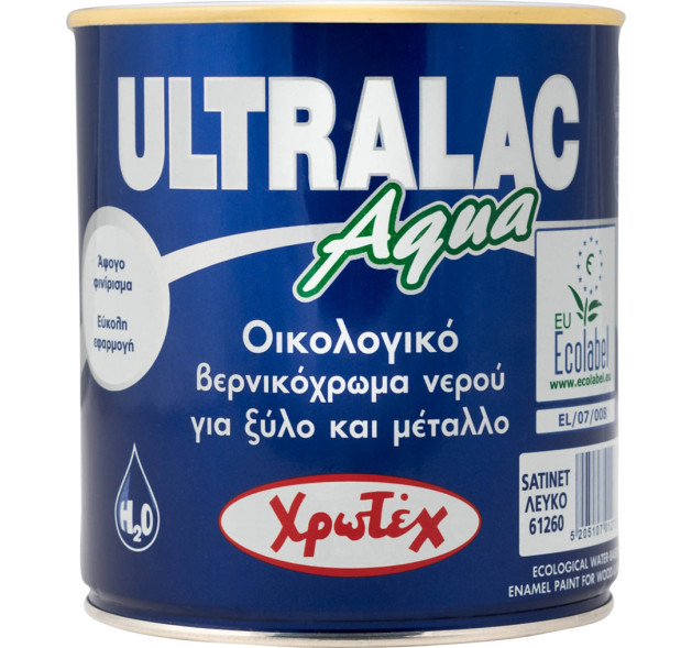 Χρωτέχ Βερνικόχρωμα Οικολογικό Νερού Ultralac Aqua 2.5lt Λευκό Ματ