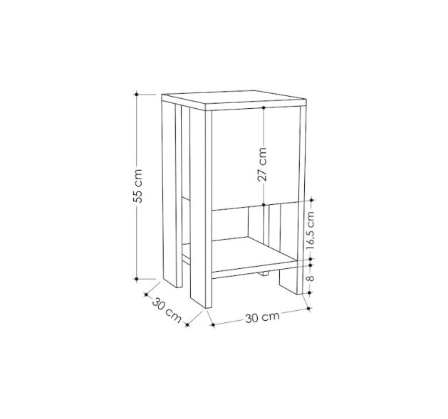 Ξύλινο Κομοδίνο Ema Φυσικό / Ανθρακί 30x30x55cm