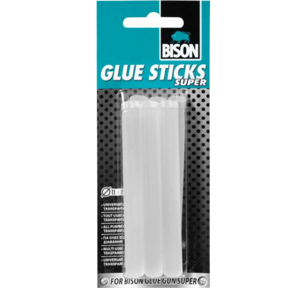 Bison Ράβδοι Σιλικόνης Glue Sticks Super O11mm Διάφανες 6τμχ