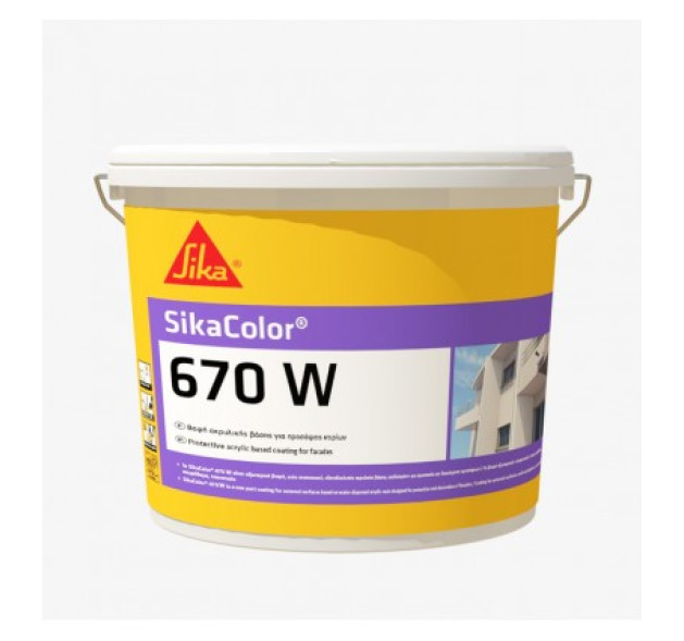 Sika SikaColor-670 W Πλαστικό Χρώμα Ακρυλικό για Εξωτερική Χρήση 10lt ΛΕΥΚΟ