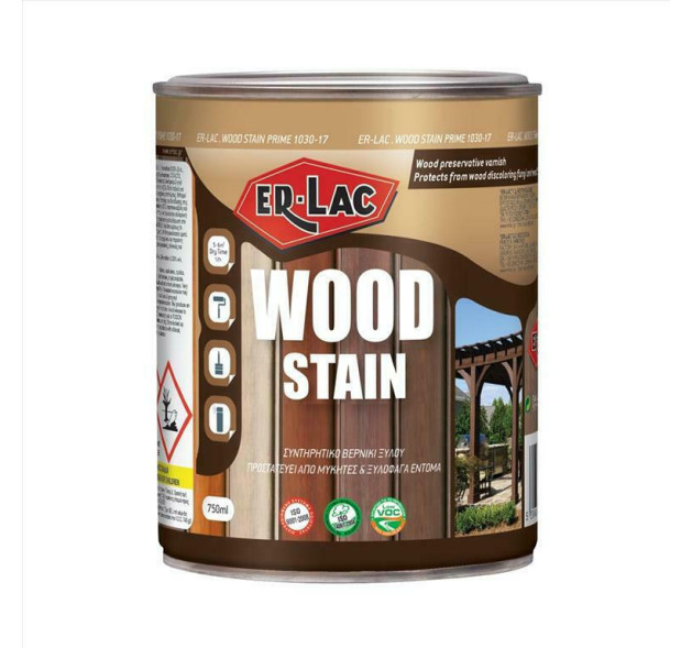 ER-LAC Wood Stain 1040 Βερνίκι Εμποτισμού Λευκό 750ml