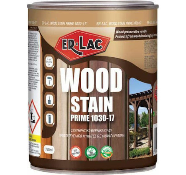 ER-LAC WOOD STAIN PRIME Bερνίκι Eμποτισμού Διαλύτου ’χρωμο Σατινέ 2.5lt