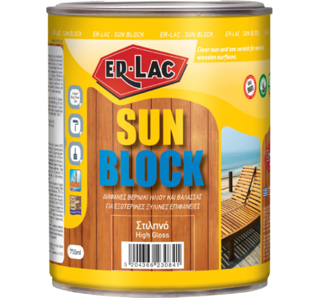 ER-LAC Sun Block Γυαλιστερό Βερνίκι Επιφάνειας ’χρωμο 750ml