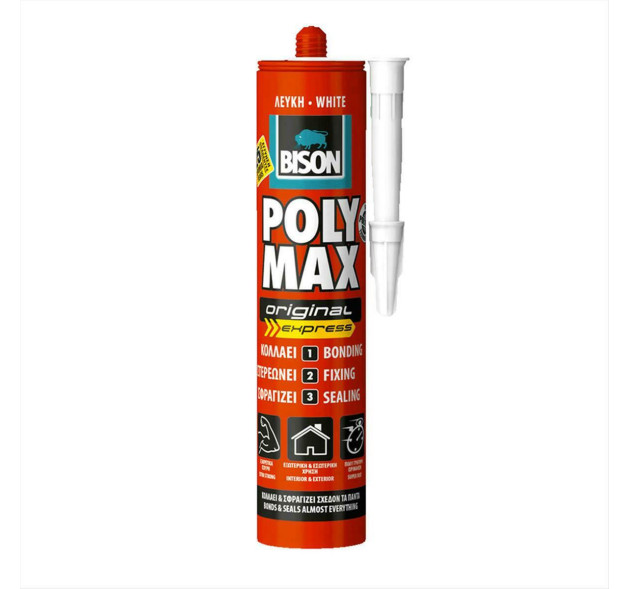 Bison Poly Max High Tack Express Σφραγιστική Σιλικόνη Αντιμουχλική Ξύλου Λευκή 280ml