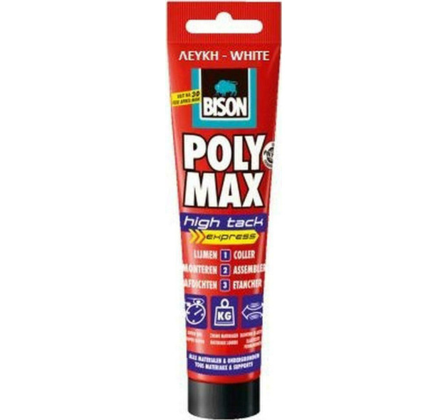 Bison Poly Max High Tack Express Σφραγιστική Σιλικόνη Αντιμουχλική Ξύλου Λευκή 165ml