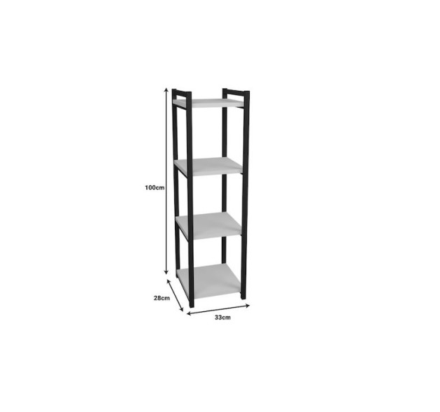 Pakketo Ραφιέρα Δαπέδου Harvey Μαύρο-λευκή 33x28x100εκ.