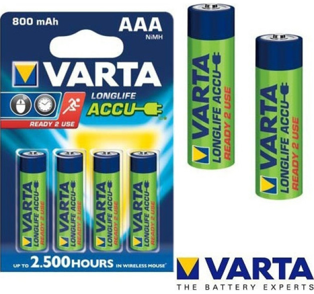 Varta Rechargeable Accu Επαναφορτιζόμενες Μπαταρίες AAA Ni-MH 800mAh 1.2V 4τμχ