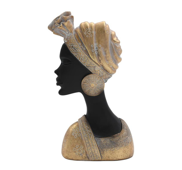 Fylliana Διακοσμητική Φιγούρα African Lady Μαύρο - Χρυσό 16x7x27cm