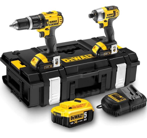 Dewalt DCK285C2 Σετ Κρουστικό Δραπανοκατσάβιδο & Παλμικό Κατσαβίδι 18V με 2 Μπαταρίες 1.5Ah και Θήκη