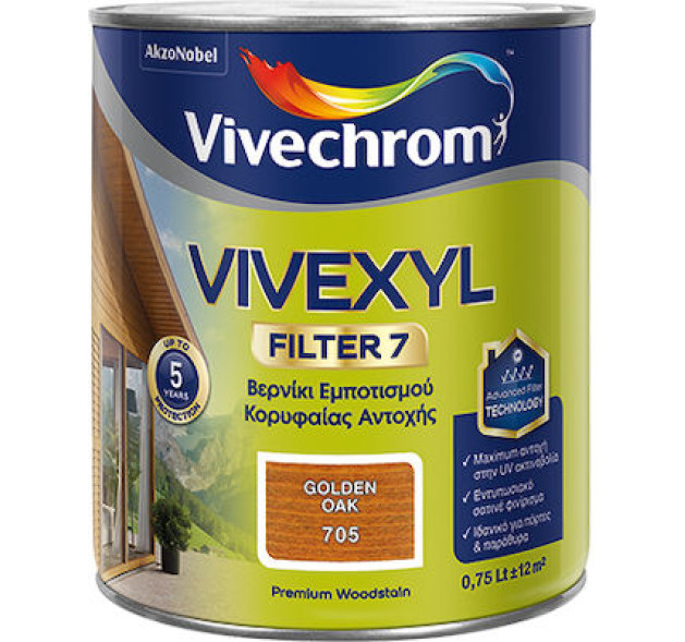 Vivechrom Vivexyl Βερνίκι Εμποτισμού Νερού Καρυδιά Σκούρα Σατινέ 750ml