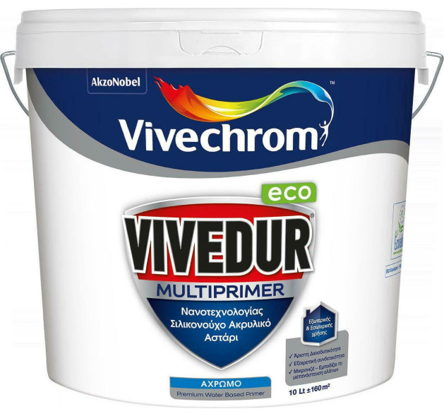 Vivechrom Vivedur Multiprimer Eco Σιλικονούχο Ακρυλικό Αστάρι Νανοτεχνολογίας για Τοιχοποιία 3lt