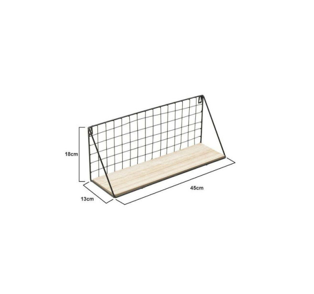 ΡΑΦΙΕΡΑ ΤΟΙΧΟΥ ΜΕΤΑΛ/ΞΥΛ ΜΑΥΡΗ /NATURAL 45X13X18