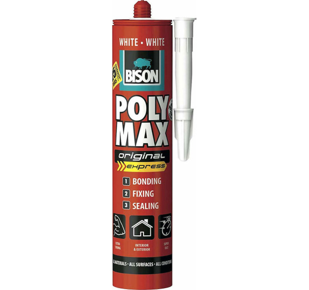 Bison Poly Max Original Express Σφραγιστική Σιλικόνη Ξύλου Λευκή 280ml (425gr)