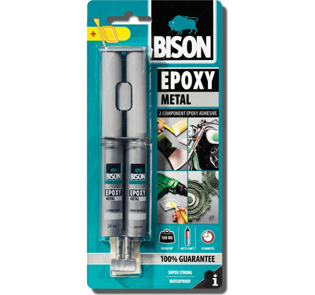 Bison Εποξική Κόλλα Μετάλλων 2 Συστατικών Γκρι 24ml