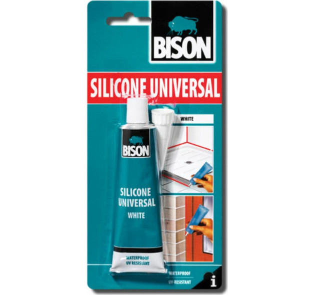 Bison Universal Σφραγιστική Σιλικόνη Υψηλής Θερμοκρασίας Αντιμουχλική Ξύλου Λευκή 60ml