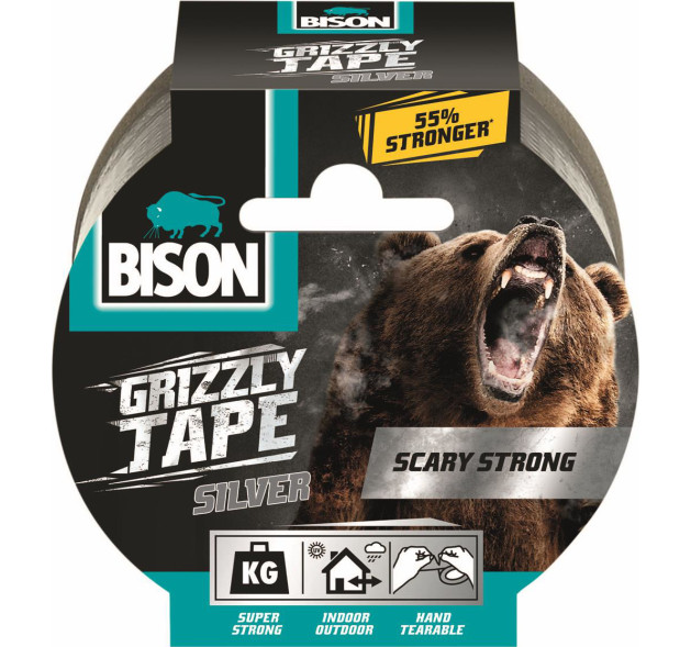 Bison Grizzly Tape Αυτοκόλλητη Υφασμάτινη Ταινία Γκρι 50mmx10m