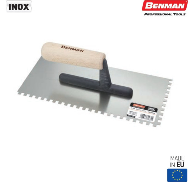 Benman Σπάτουλα Πλακιδίων Οδοντωτή με Inox Λάμα 280x130mm και Ξύλινη Λαβή