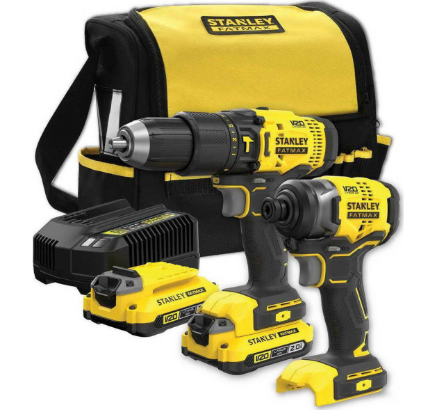 Stanley SFMCK465D2S Σετ Κρουστικό Δραπανοκατσάβιδο & Παλμικό Κατσαβίδι 18V με 2 Μπαταρίες 2Ah και Θή