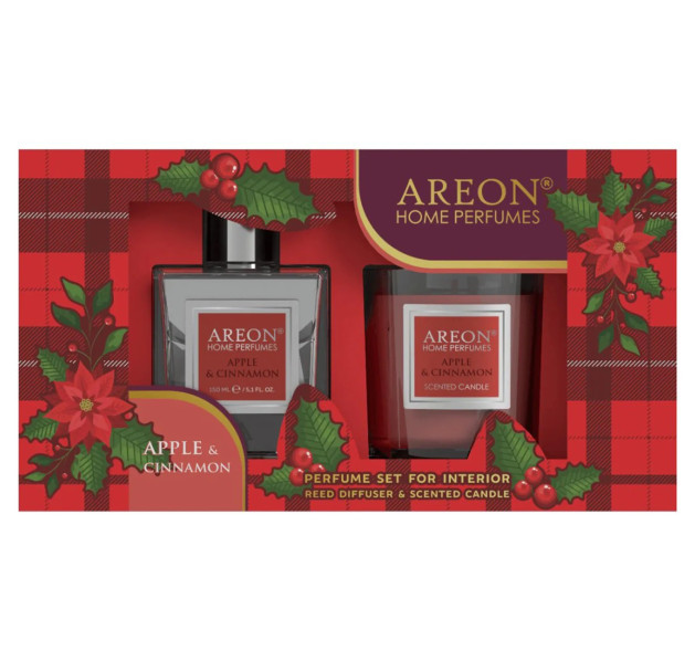 AREON SET STICK 150ml+CANDLE APPLE & CINNAMON