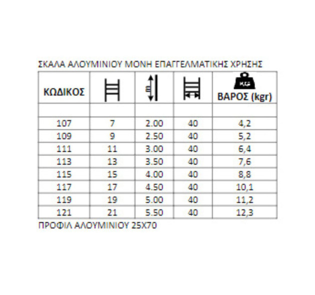 Σκάλα Αλουμινίου με 12 Σκαλοπάτια